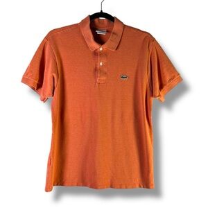 Lacoste Mens Sz 4 (Small) Orange Cotton‎ Classic Fit Alligator Logo Polo Shirt
